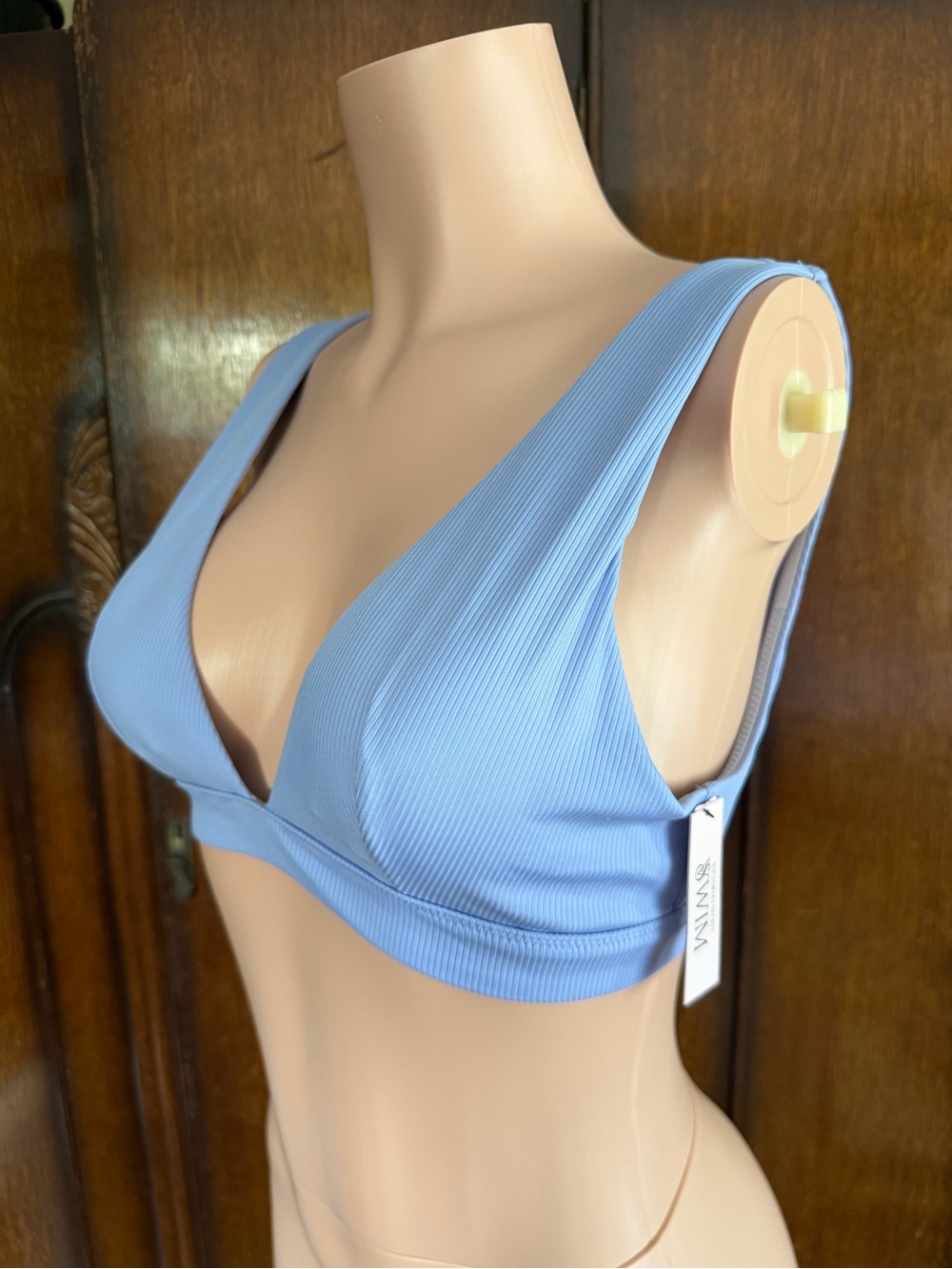 Victoria's Secret Light Blue Periwinkle Ribbed Bikini Top M